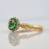 Anillo Flor Esmeraldas 28Pts Diamantes 05Pts 3.05 g / T6 Dos Oros Amarillo Blanco  18K