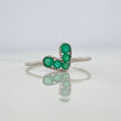 Heart Ring with Emeralds 23Pts 1.15 g / T6 3/4 18K White Gold