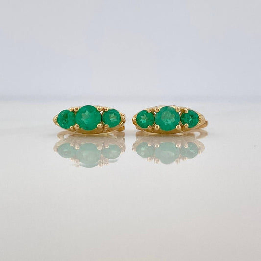 Hoop Earrings Trono Emerald 71Pts 2.65 g / 1/2 in 18K Yellow Gold