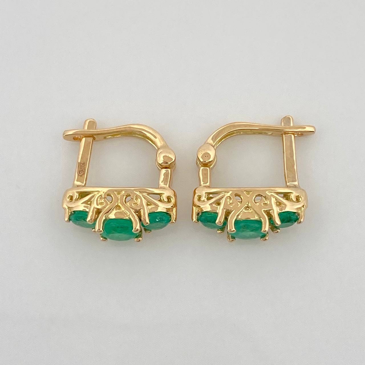 Candongas Trono Esmeralda 71Pts 2.65 g / 1/2 in Oro Amarillo 18K