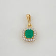 Square Halo Pendant Emerald 46Pts 16 Diamonds 11Pts 1.2 g / 3/4 in Two Yellow White Golds 18K