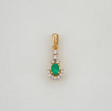 Dije Llave Esmeralda 11Pts Diamantes 07Pts 0.8 g / 3/4 in  Dos Oros Amarillo Blanco 18K