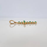 Pendant Dense Cross Emeralds 22Pts 1 g / 1 1/4 in 18K Yellow Gold