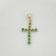 Pendant Dense Cross Emeralds 22Pts 1 g / 1 1/4 in 18K Yellow Gold