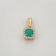 Square Halo Pendant Emerald 31Pts 16 Diamonds 10Pts 1.15 g / 1/2 in Two Yellow White Golds 18K