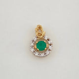 Pendant Circle Heart Emerald 12Pts Diamonds 06Pts 0.75 g / 1/2 in Two Yellow White Gold 18K