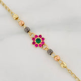 Espiga Flower Anklet 2.05 g / 10 in / 1 mm Three Golds 18K