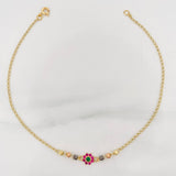 Espiga Flower Anklet 2.05 g / 10 in / 1 mm Three Golds 18K
