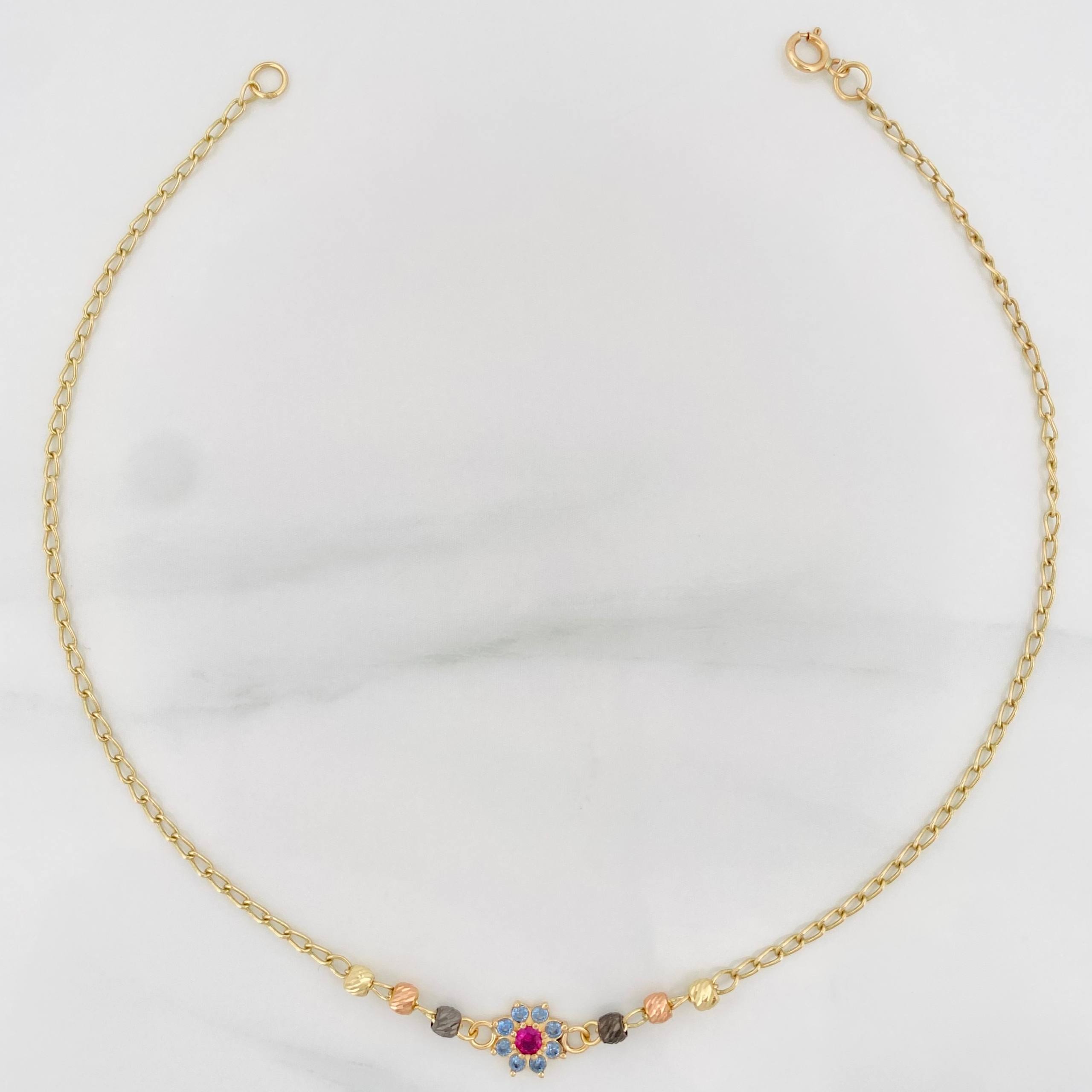 Espiga Flower Anklet 1.9 g / 9 3/4 in / 1 mm Three Golds 18K