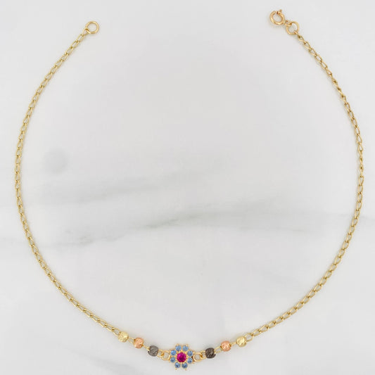 Tobillera Espiga Flor 1.9 g / 9 3/4 in / 1 mm Tres Oros 18K