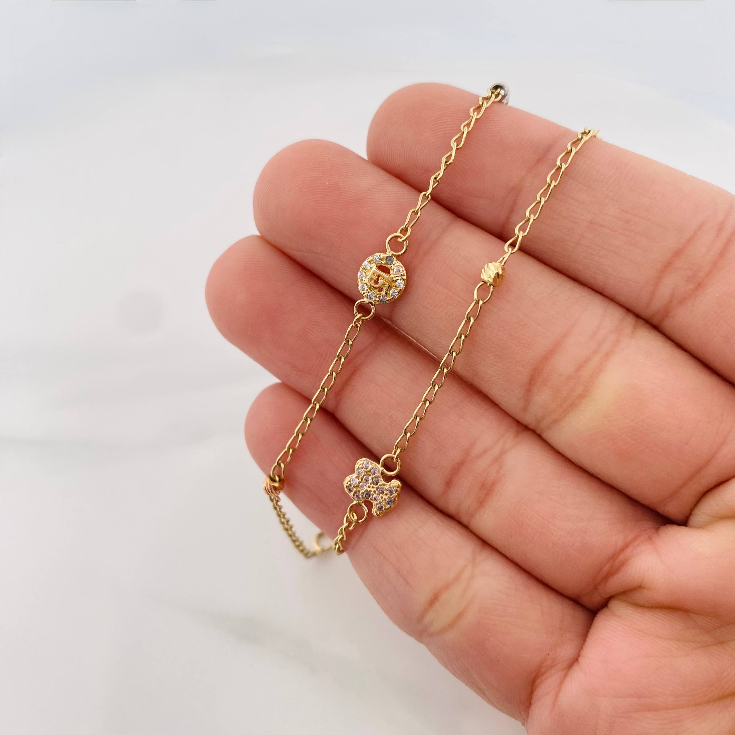 Espiga Crown Anklet 2.5 g / 10 in / 1.4 mm Three Golds 18K