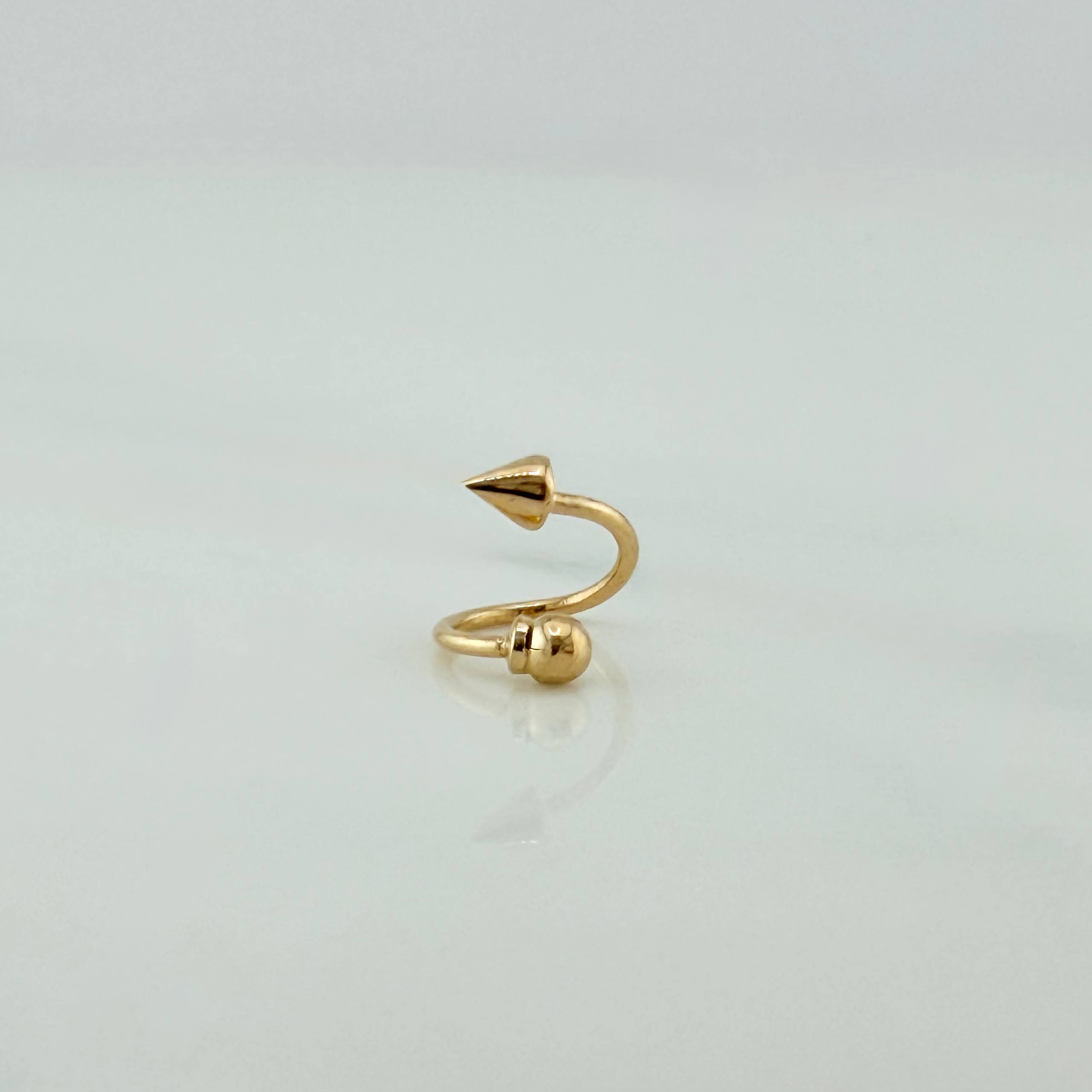 Piercing Punta Flecha Bola Espiral 0.65 g / 1/2 in Oro Amarillo 18K