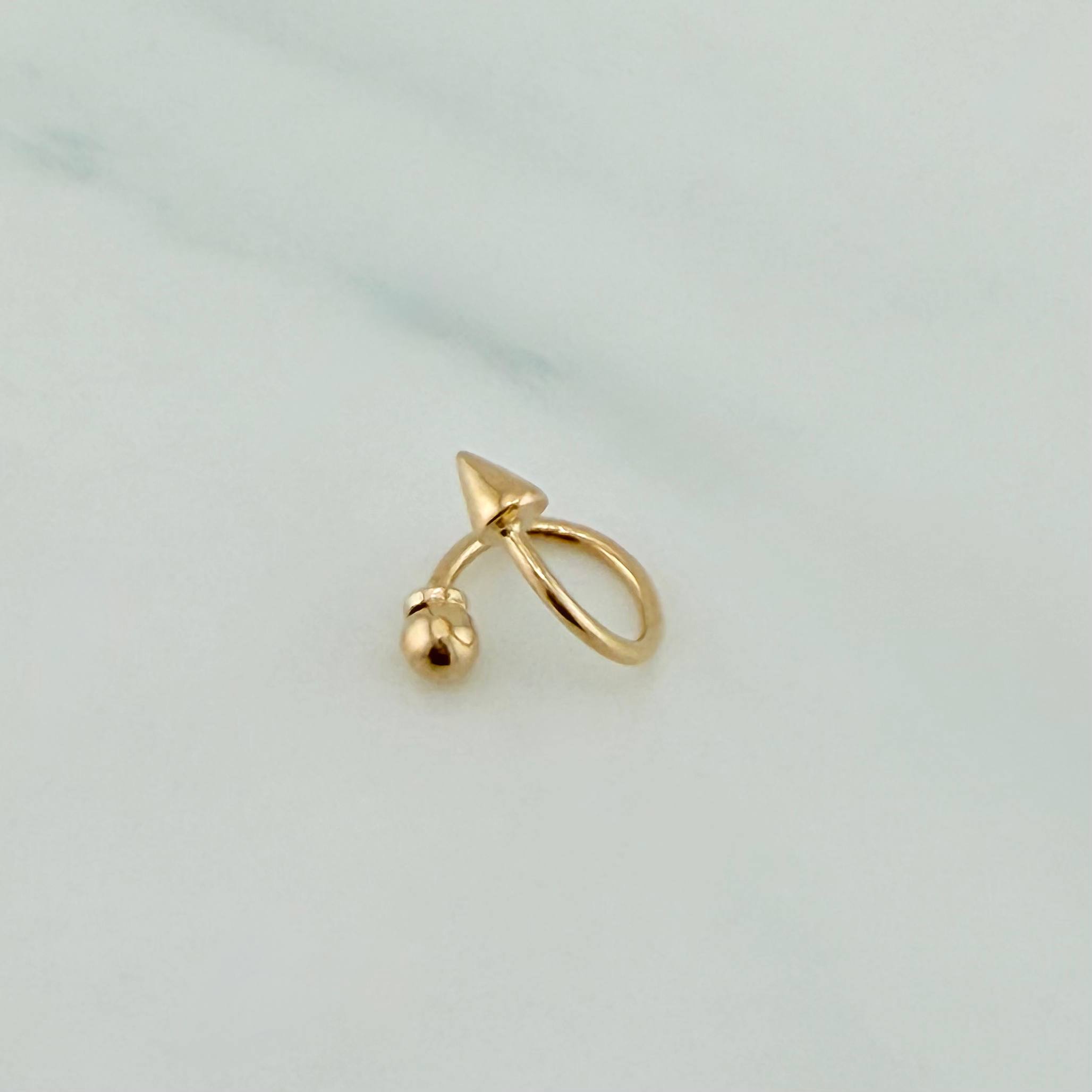 Piercing Punta Flecha Bola Espiral 0.6 g / 1/2 in Oro Amarillo 18K