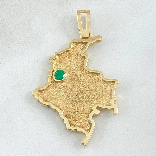 Dije Mapa Colombia Esmeralda 20pts 6gr / 3.7cm / Oro 18K ©