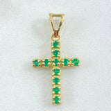 Pendant Dense Cross Emeralds 70pts 2.25gr / 2.7cm / 1.1in / 18K Gold ©
