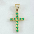 Pendant Dense Cross Emeralds 70pts 2.3gr / 2.7cm (1.1in) / 18K Gold ©