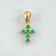 Pendant Dotted Cross Emeralds 12pts 0.5gr / 1.4cm / 0.6in / 18K Gold ©