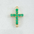 Charm Cross Emeralds 43pts 0.85gr / 3/4 in / 18K Yellow Gold