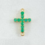 Charm Cross Emeralds 43pts 0.85gr / 3/4 in / 18K Yellow Gold