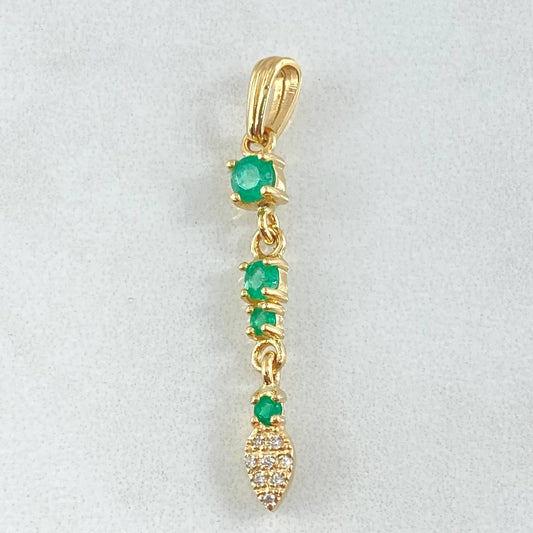 Dije Hoja Colgante Esmeraldas 41pts - Diamantes 10pts 2gr / 3.7cm / Oro 18K ©