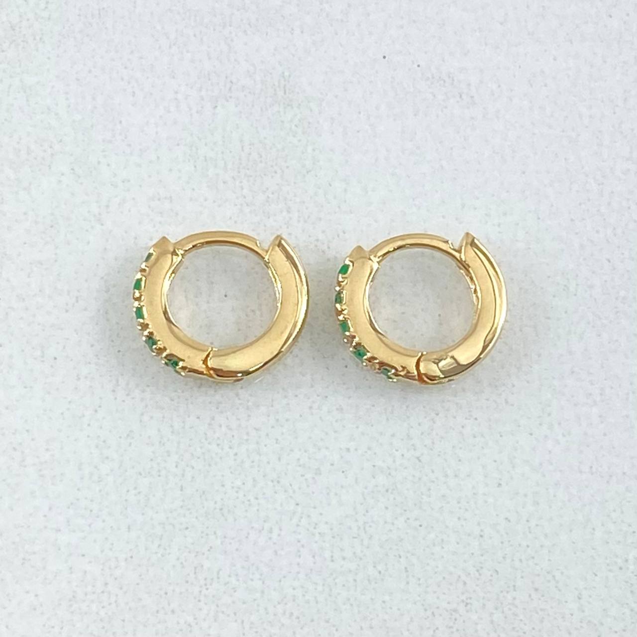 Hoop Earrings Emerald Track 16pts 1gr / 0.7cm / 18K Gold ©