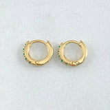 Hoop Earrings Emerald Track 16pts 1gr / 0.7cm / 18K Gold ©