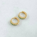Hoop Earrings Emerald Track 16pts 1gr / 0.7cm / 18K Gold ©