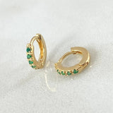 Hoop Earrings Emerald Track 16pts 1gr / 0.7cm / 18K Gold ©