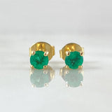 Stud Earrings Four-Prong Emerald Stones 20pts 1.25gr / 18K Gold ©