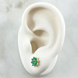 Stud Earrings Daisy Flower Emeralds 50pts 1.95gr / 18K Gold ©