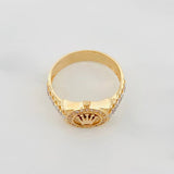 Anillo Correa Corona 5.3 g / T8 3/4 Dos Oros Amarillo Blanco 18K