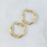 Hoop Earrings Beautiful 2.35gr / 2.3cm / Yellow Gold Dotted