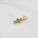 Pendant Cross Emeralds 0.10Pts 0.4 g / 1/2 in Yellow Gold 18K