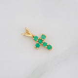 Pendant Cross Emeralds 0.10Pts 0.4 g / 1/2 in Yellow Gold 18K