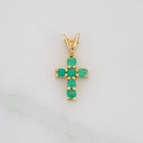 Pendant Cross Emeralds 0.10Pts 0.4 g / 1/2 in Yellow Gold 18K