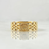 Anillo Correa Sello Correa Corona 3.9gr / T7 3/4 / Texturizado Oro Amarillo 18K