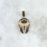 Pendant Spartan Helmet 4.95gr / 3.5cm / Black Zircons Yellow Gold