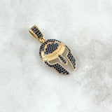 Pendant Spartan Helmet 5gr / 3.5cm / Black Zircons Two Yellow White Golds