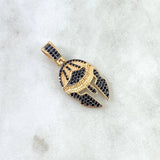 Pendant Spartan Helmet 4.6gr / 3.5cm / Black Zircons Two Yellows White Gold