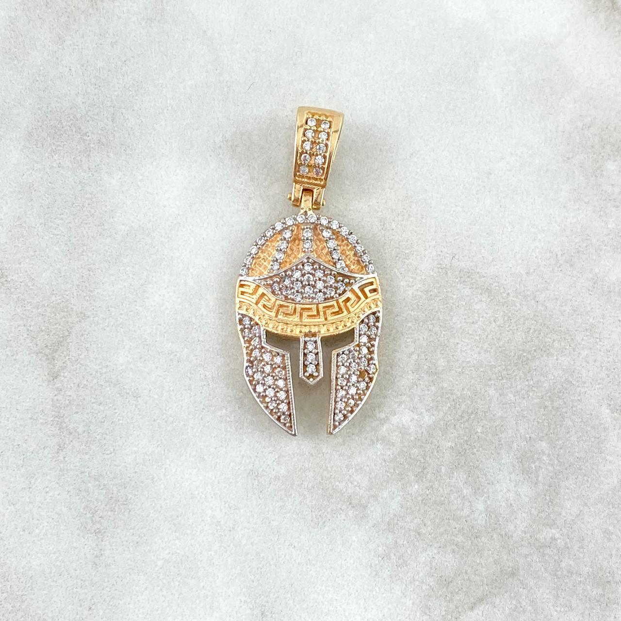 Pendant Spartan Helmet 4.8gr / 3.5cm / White Zircons Yellow Gold
