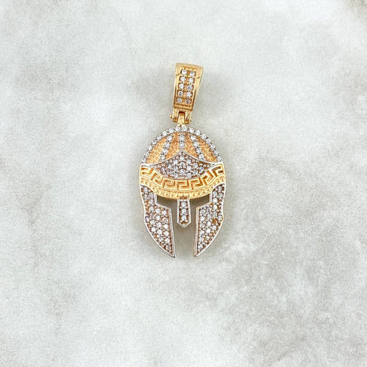 Pendant Spartan Helmet 4.8gr / 3.5cm / White Zircons Yellow Gold