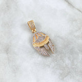 Pendant Spartan Helmet 4.75gr / 3.5cm / White Zircons Yellow Gold