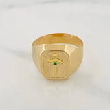 Anillo Sello Cruz 3.45 g / T11 1/2 Oro Amarillo 18K