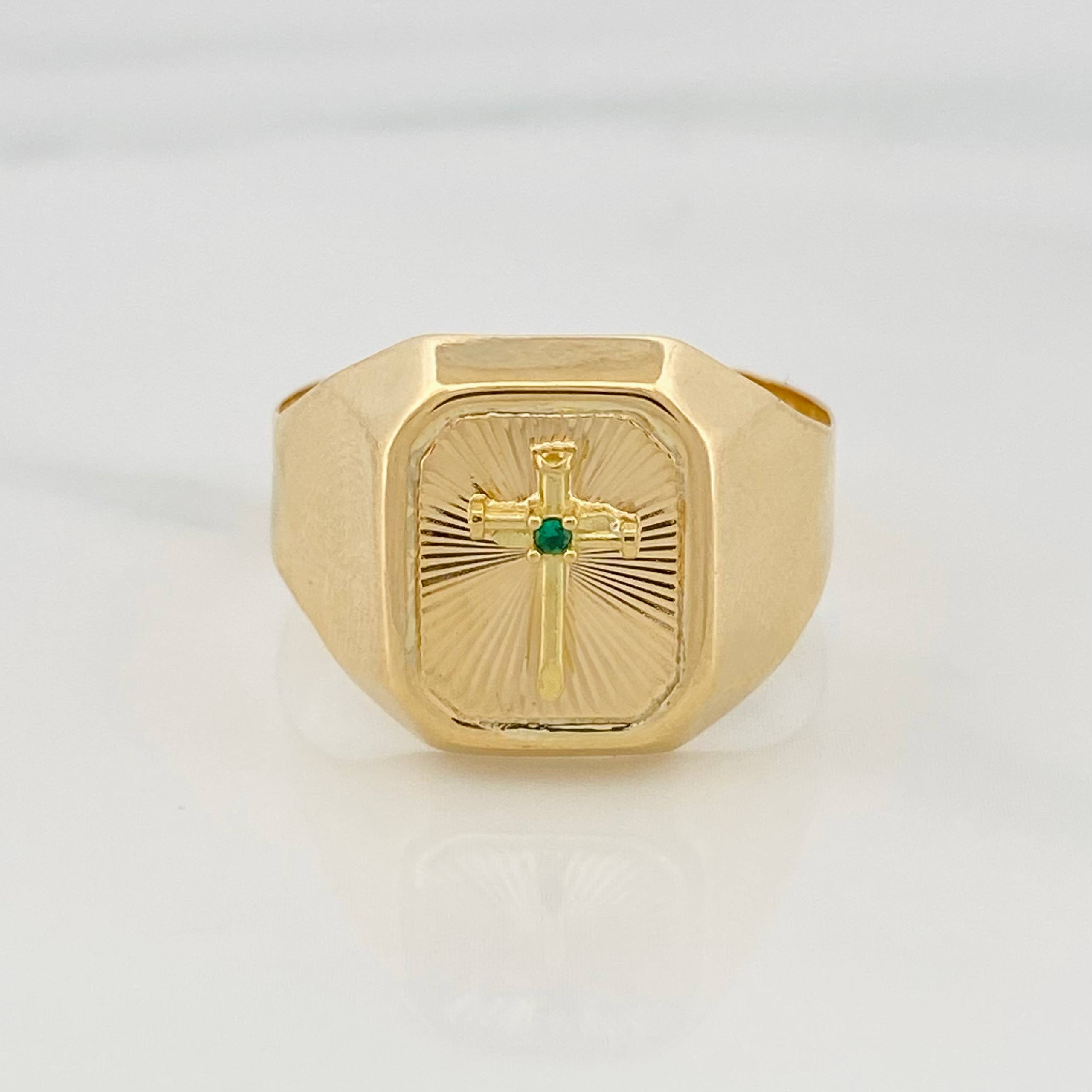 Anillo Sello Cruz 3.45 g / T11 1/2 Oro Amarillo 18K