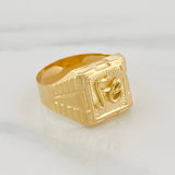 Faith Signet Ring 3.25 g / Size 10 3/4 Yellow Gold 18K