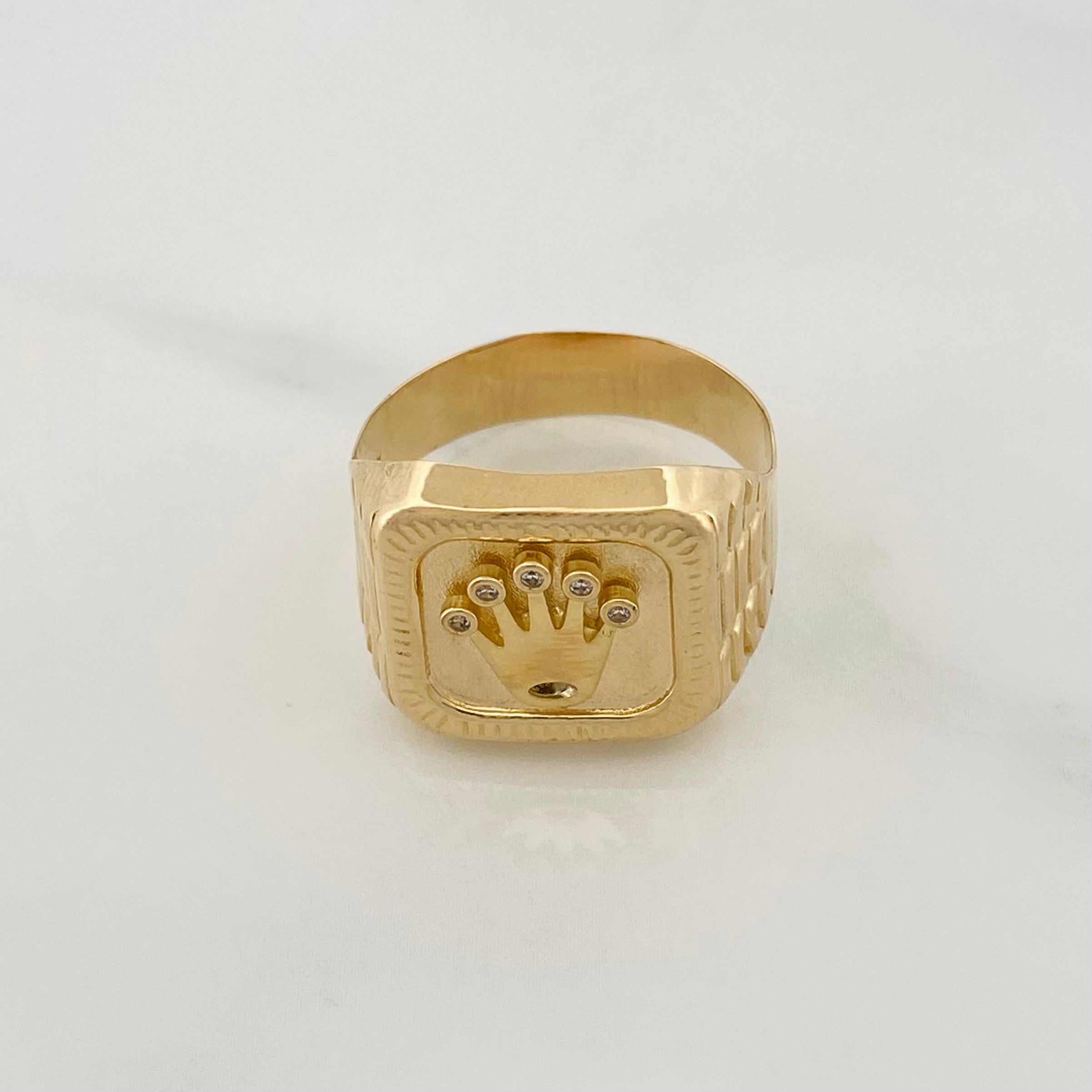 Anillo Sello Corona 3.55 g / T9 1/2 Oro Amarillo 18K