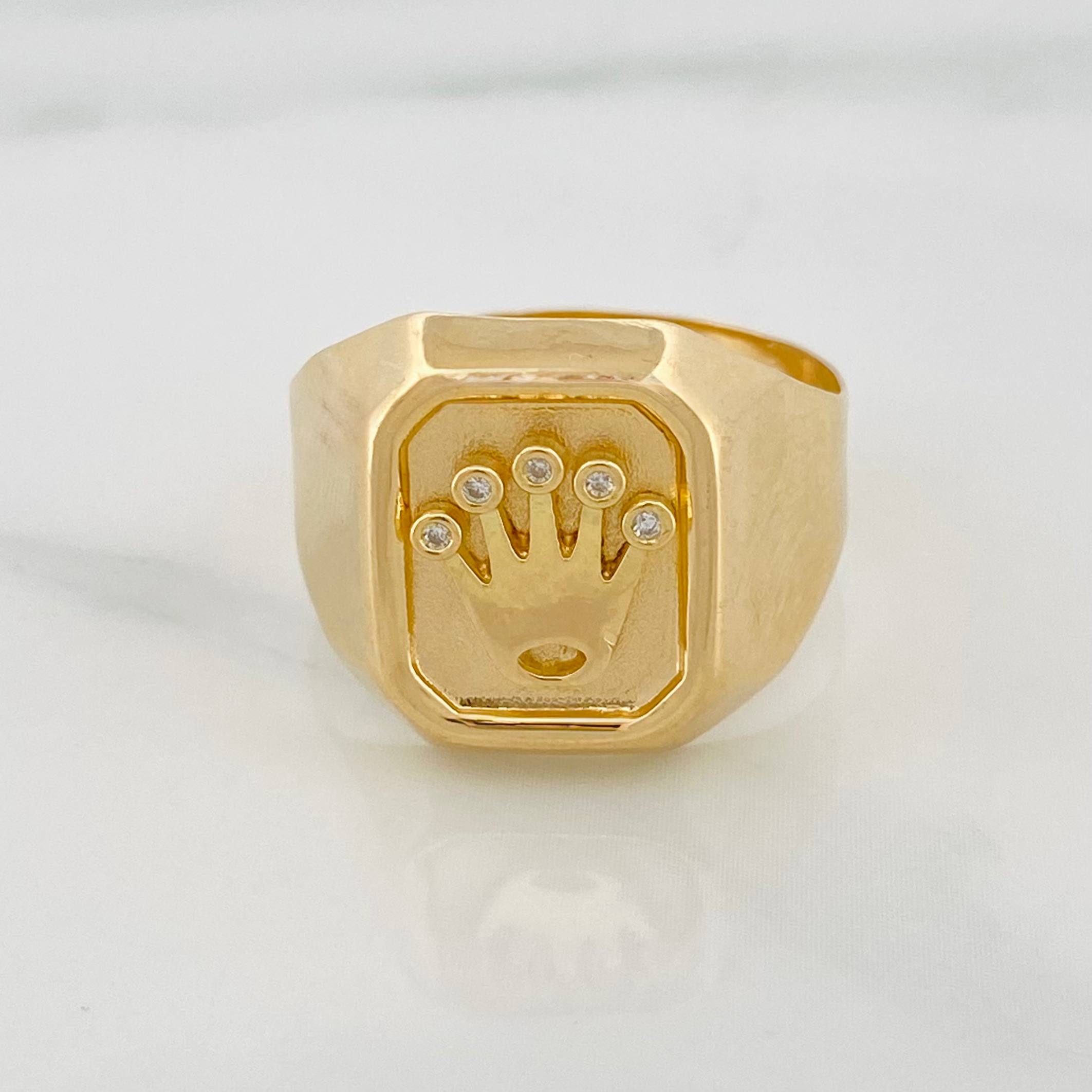 Crown Signet Ring 3.45 g / T9 1/4 Yellow Gold 18K
