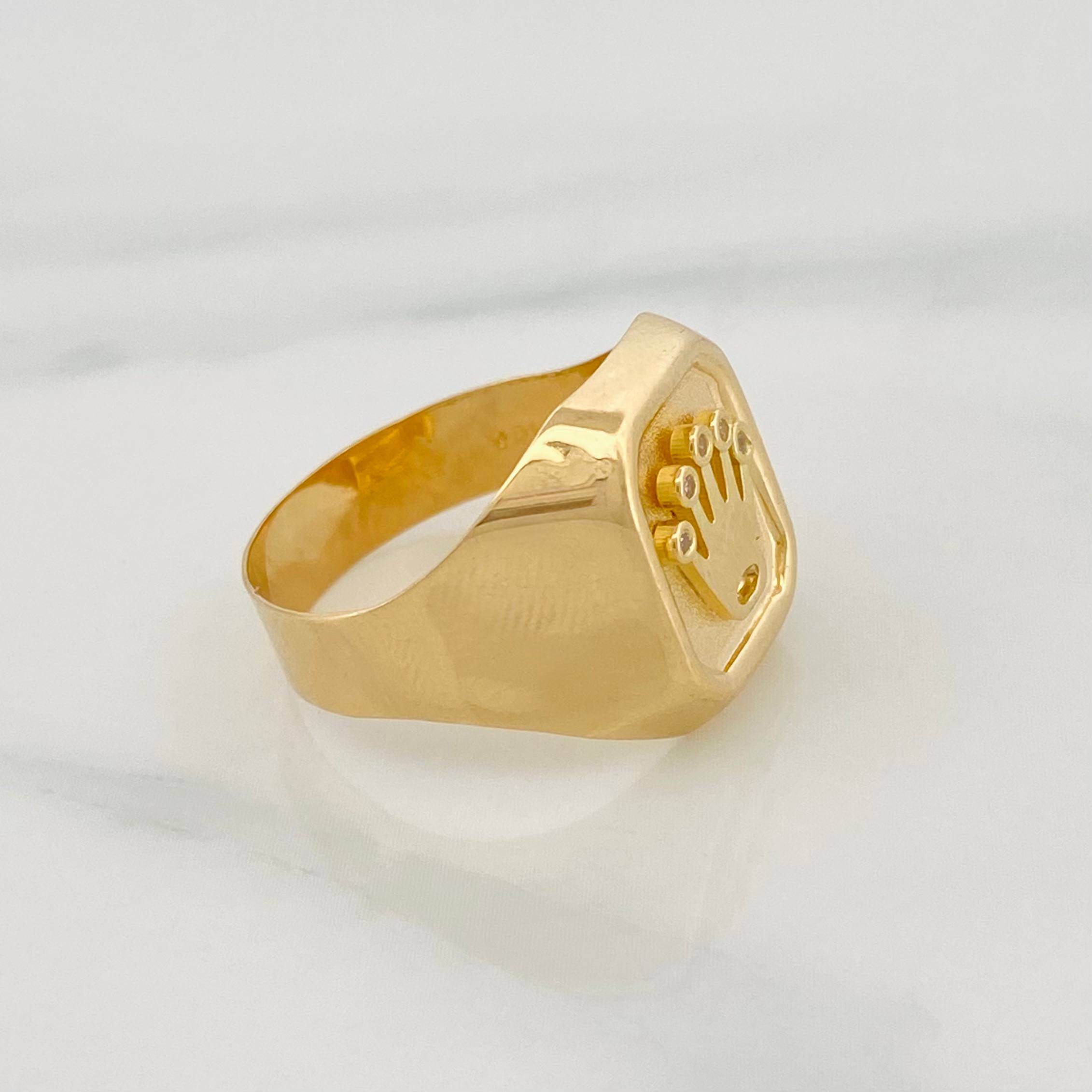 Crown Signet Ring 3.45 g / T9 1/4 Yellow Gold 18K