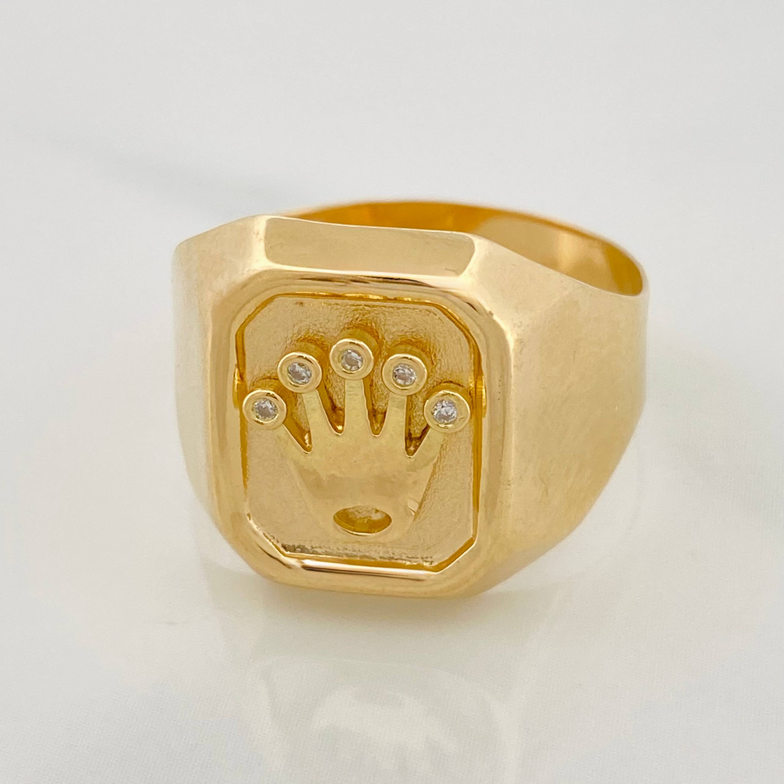 Crown Signet Ring 3.45 g / T9 1/4 Yellow Gold 18K
