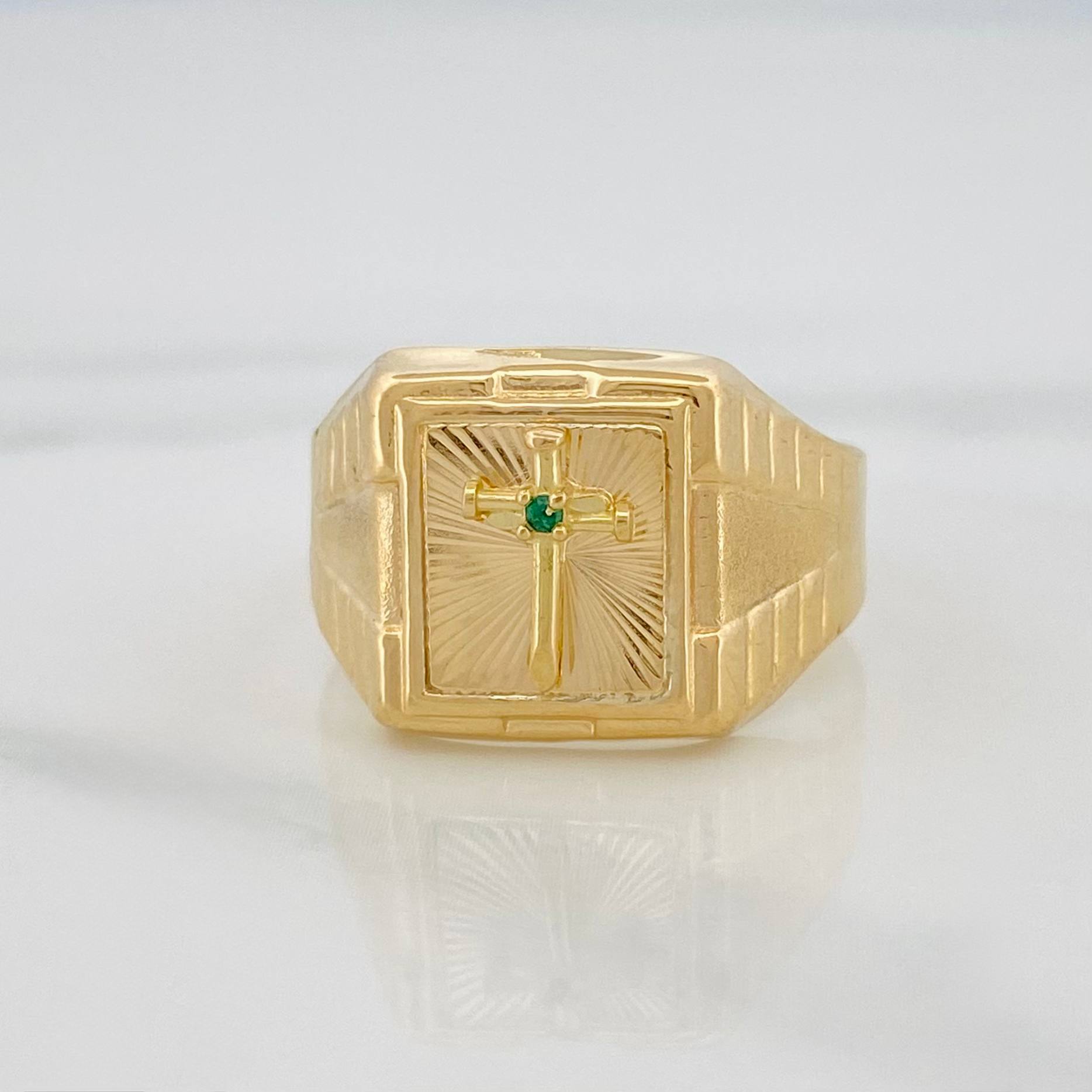 Anillo Sello Cruz 3.15 g / T10 1/2 Oro Amarillo 18K